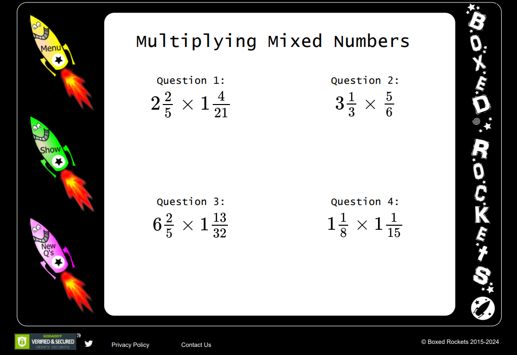 Example of multiplying mixed numbers